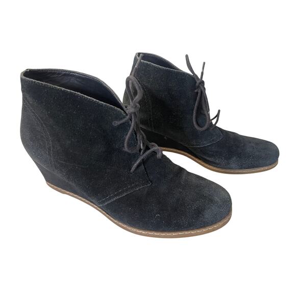 Bjorndal Black Wedge Bootie Boots Shoes Suede Size Women's 7.5 - Picture 3 of 7